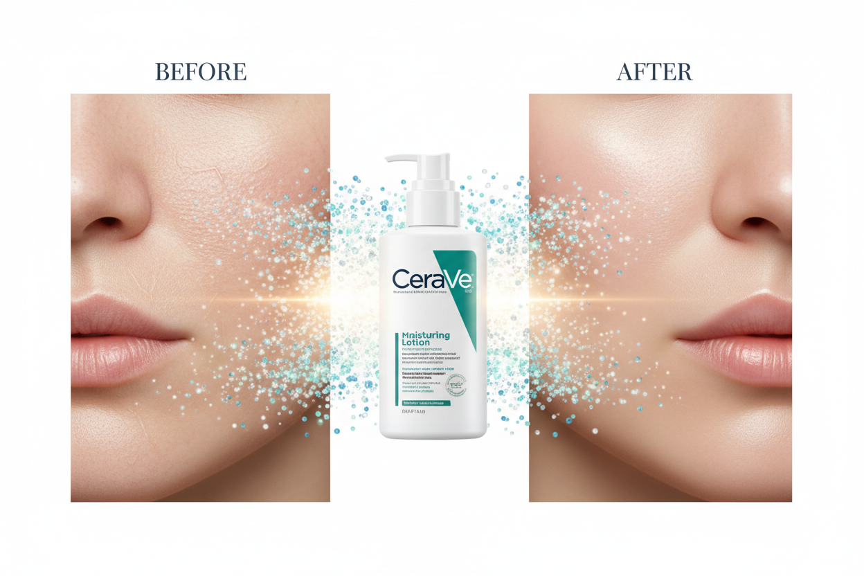 cerave moisturizing lotion before and after result 3d motion